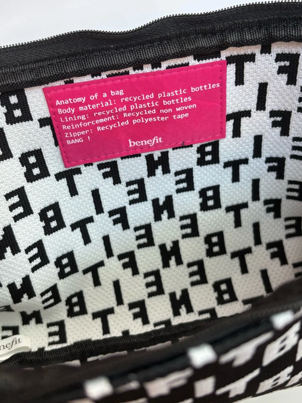 Benefit logo makeup bag, black and white. Excellent condition